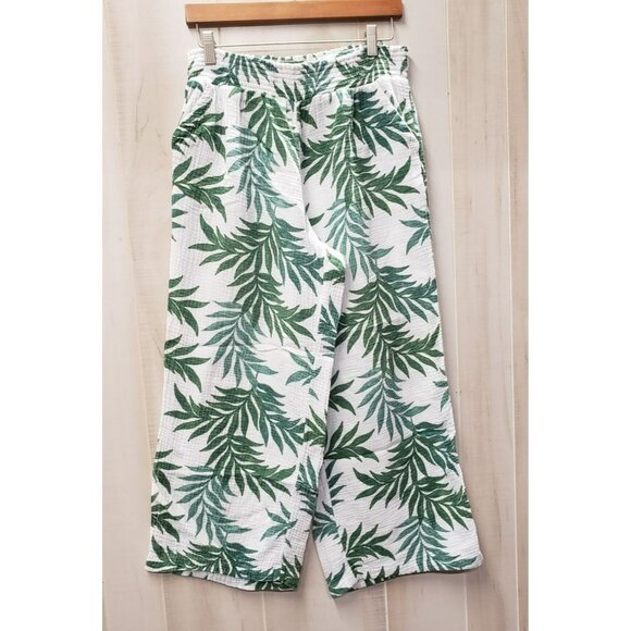 Joyspun 100% Cotton PJ Pants, Size Med 8-10, Tropical Print, Pockets Gauzy Comfy - Picture 1 of 6